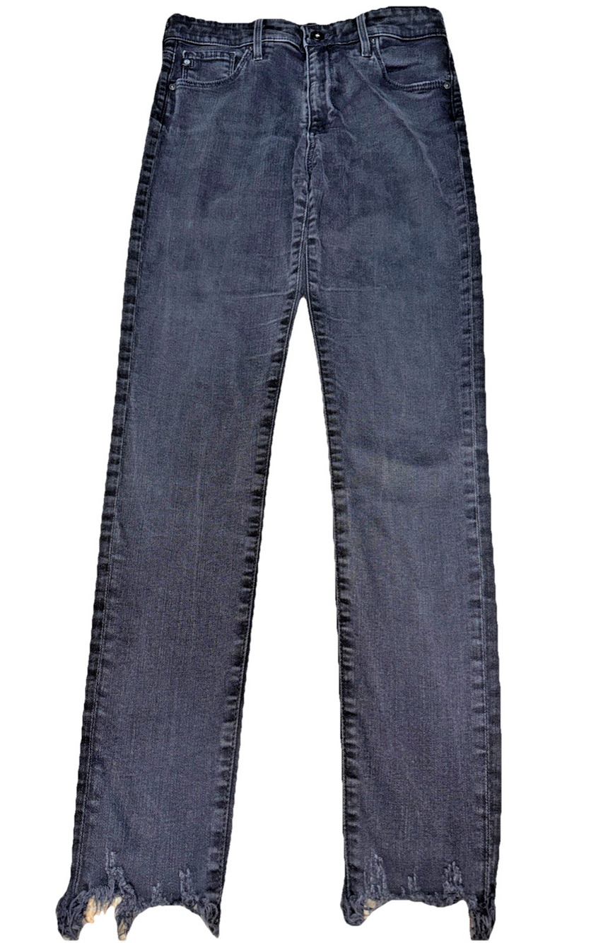 AG Farrah High Rise Skinny Ankle Jeans 27R Black Raw Hem